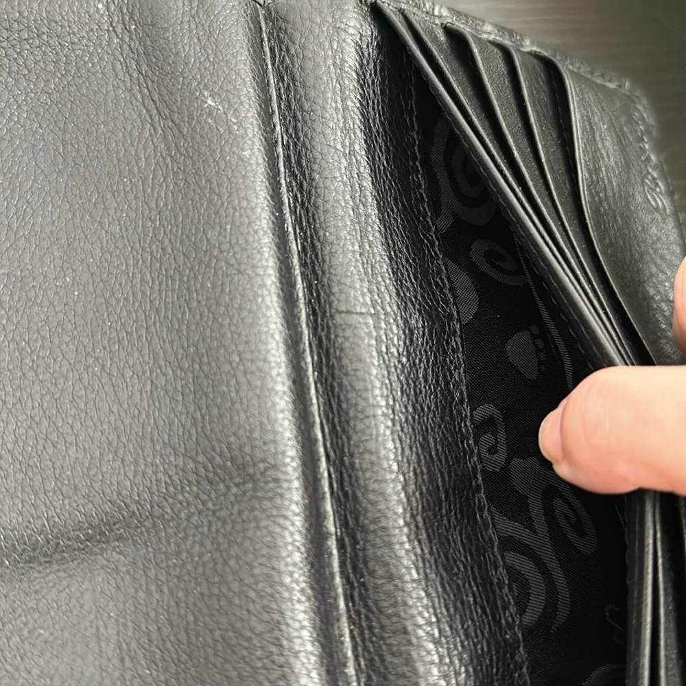 Brighton Black Leather Trifold Wallet Clutch Purse Minibag
